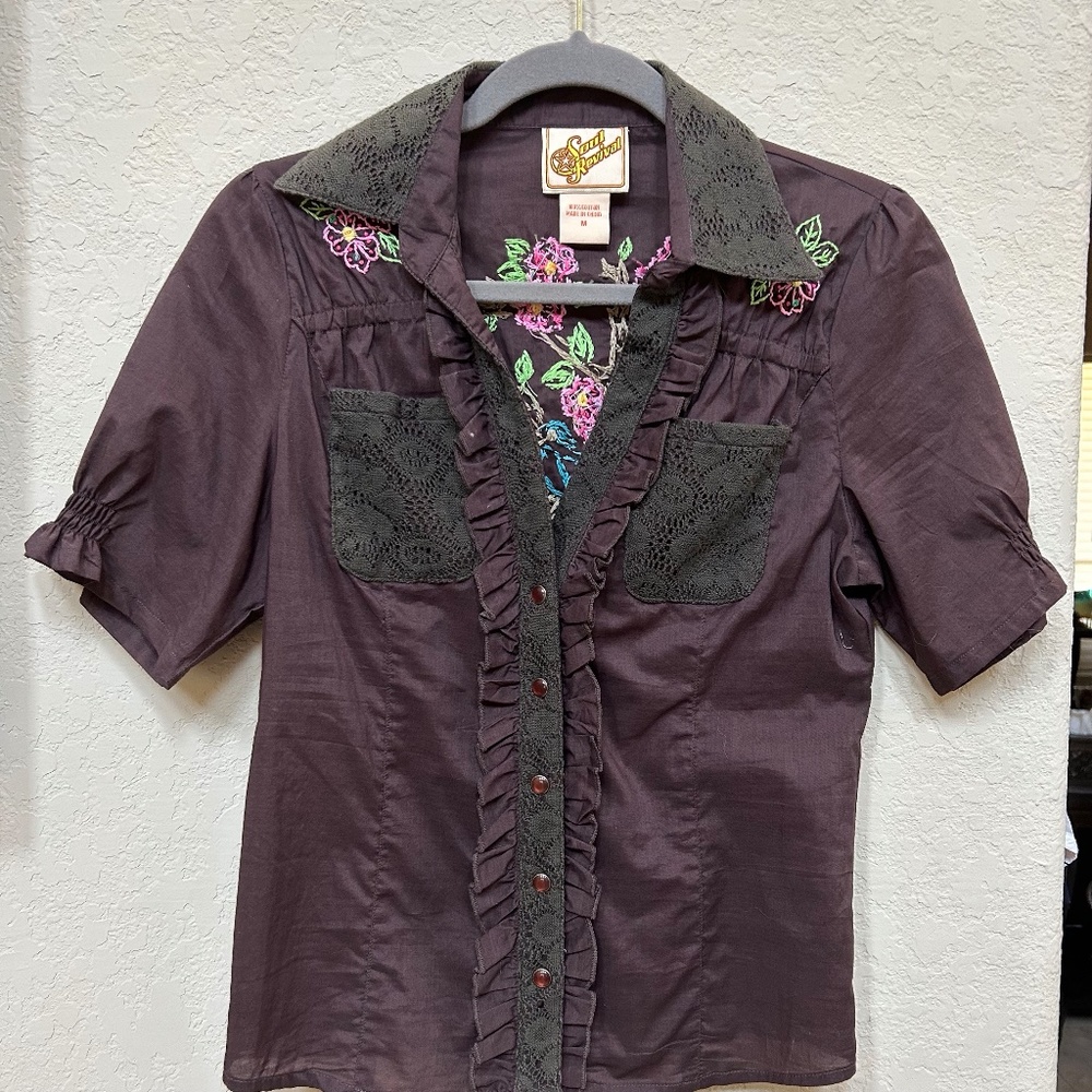 Soul Revival Top with Embroidery. NWOT